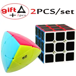 2 шт./компл. YJ GuanLong 3x3x3 3 слоя 3*3 магический кубики Профессиональный QiYi Mastermorphix антистрессовый куб 2 подарок Cube-стоит