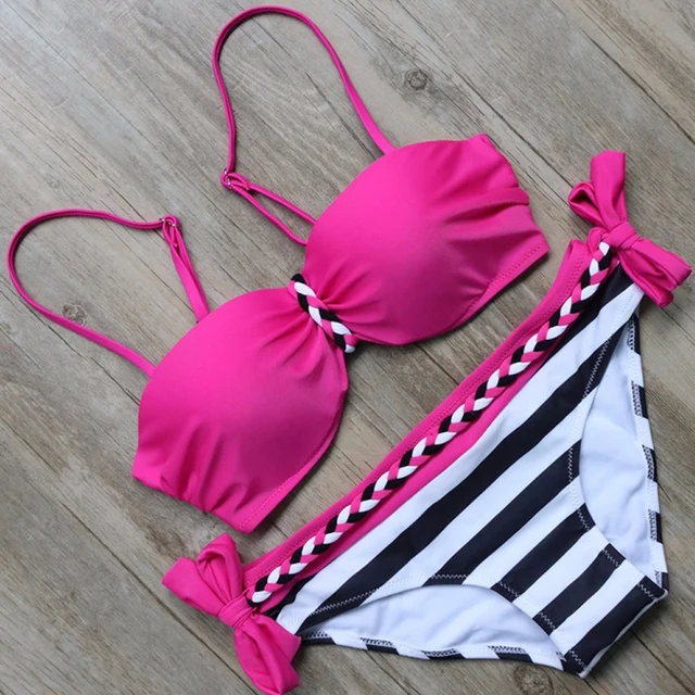 {Excellent|Wonderfull|Very Good|Very Recommended} VIAOLI Swimsuit Plus size Bikinis 2018 Swim Set Women Two-Piece Beachwear Striped Bodysuit Split Female Swimwear Bathingsuit Discount Offers