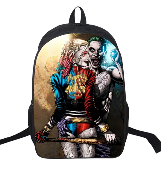 16 дюймов рюкзак отряда самоубийц для подростков детей Харли Квинн Джокер школьные сумки сумка на плечо для мальчиков девочек школьные рюкзаки - Цвет: 003