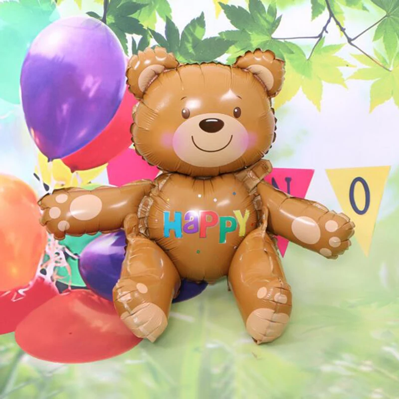 

1Pcs 3D Bear foil balloons baby shower decoration helium balloon happy birthday balloons Inflatable Toys air ball party suppiles