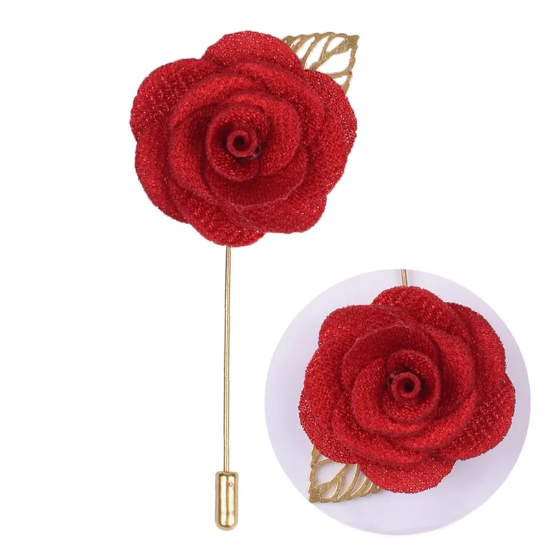 

New Golden Leaf Metal Lapel Pin Women Ribbon Flower Boutonniere Wedding Best Men Crystal Corsage Pin Jewelry Cheap XH011
