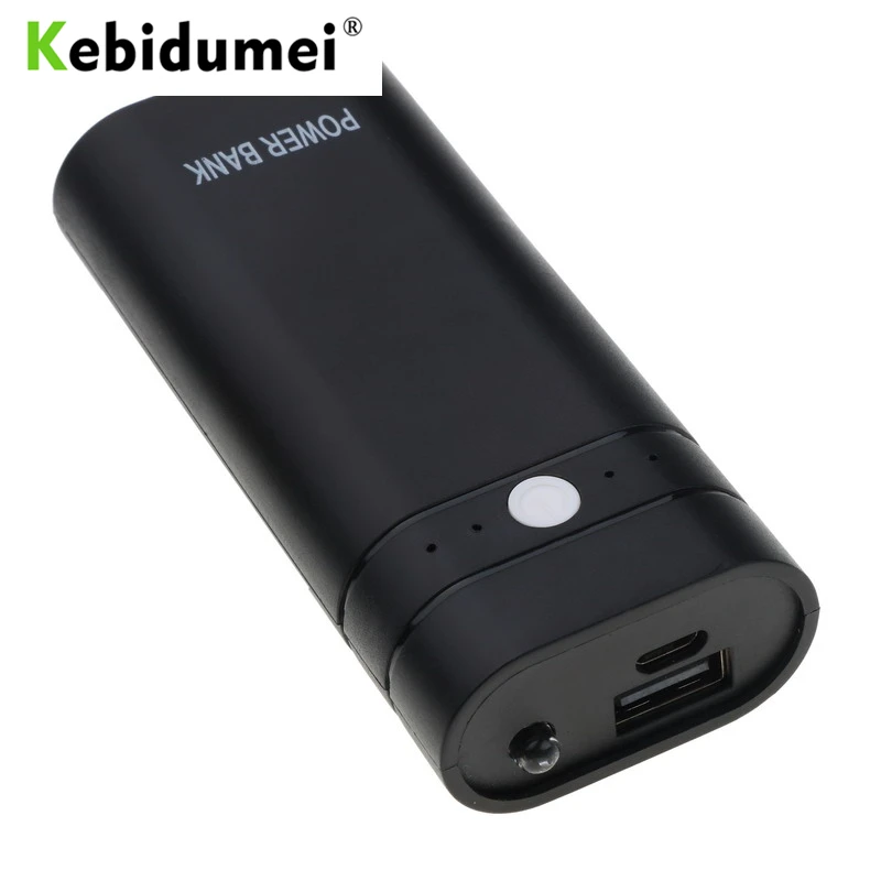 

kebidumei USB Power Bank DIY Shell Case 2 x 18650 Battery Box Charger Holder With Flashlight Charge for iPhone Xiaomi Huawei