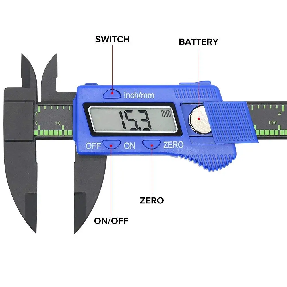 Прецизионный цифровой суппорт большой ЖК-экран пластиковый Электронный штангенциркуль измерение инструмент 6 дюймов 0-150 мм