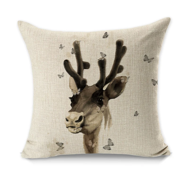 RUBIHOME Animal Deer Butterfly Mysterious Christmas Gift Decorative Cushion Pillow Cover Throw Polyester Fabric Home Design