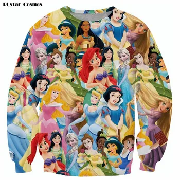 

2018 New cartoon character sweatshirts 3D print Anime princess print harajuku long sleeve pullovers hoody casual outfit top