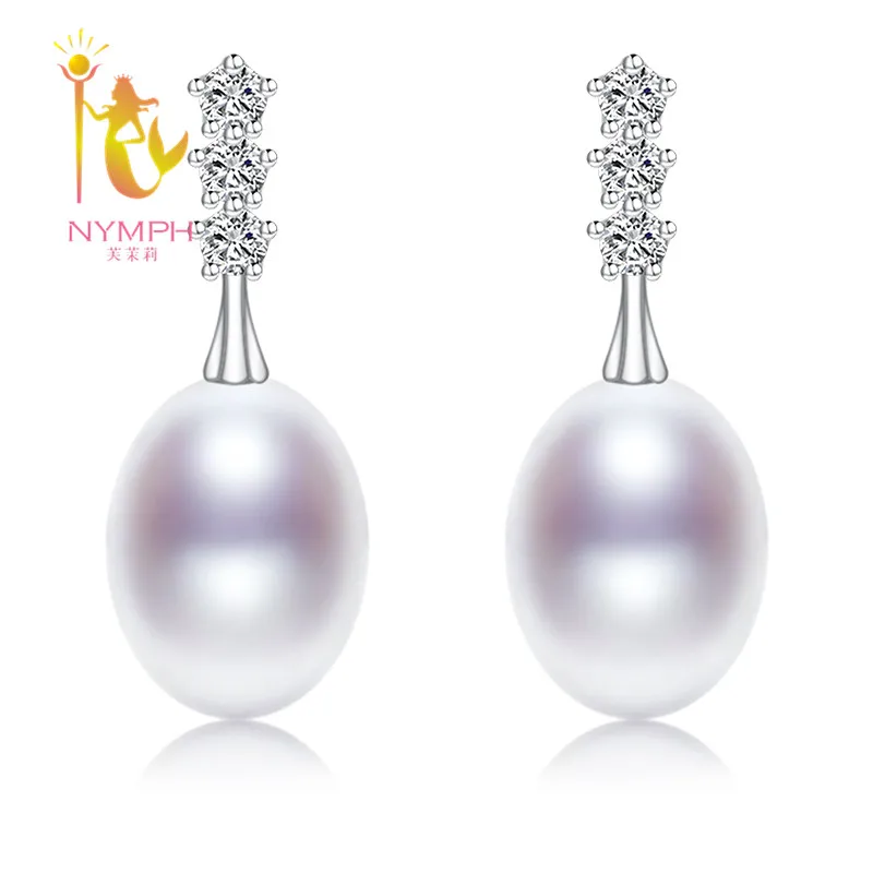 

[NYMPH] Pearl Jewelry Natural Pearl Earrings Real Fresh Water Pearl Fine Jewelry Party For Women Vintage Accessories [E233]