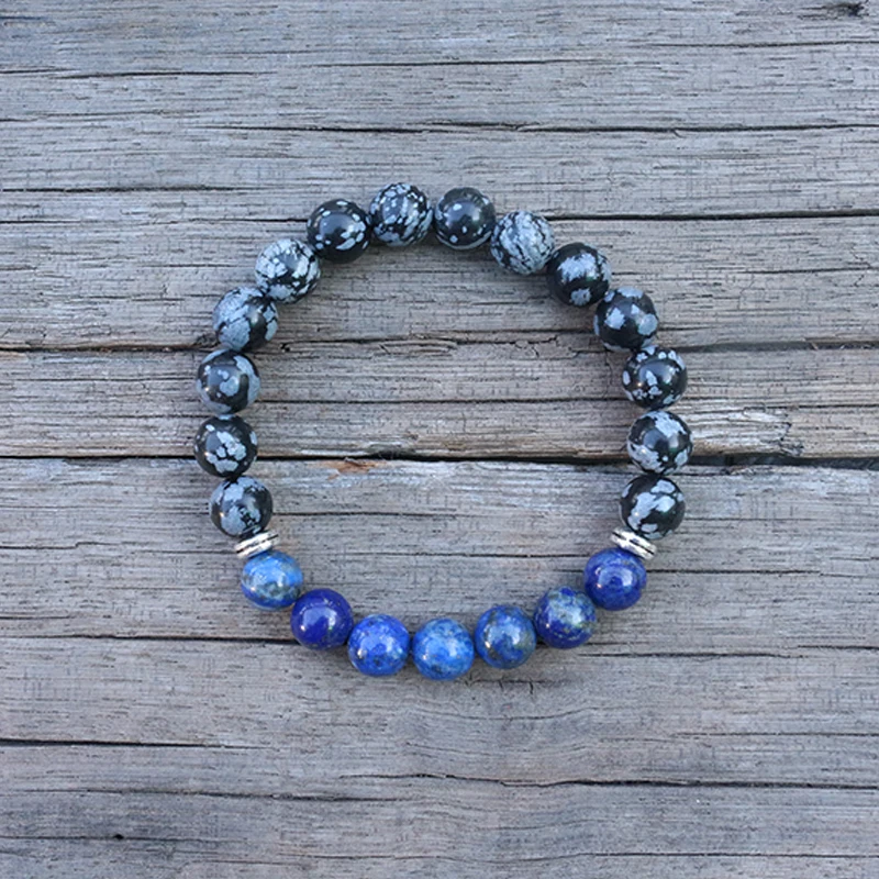 8mm Natural Stone Beads, Lapis,Snowflake Obsidian,Chakra,JapaMala Sets,Spiritual Jewelry,Meditation,Inspirational,108 Mala Beads