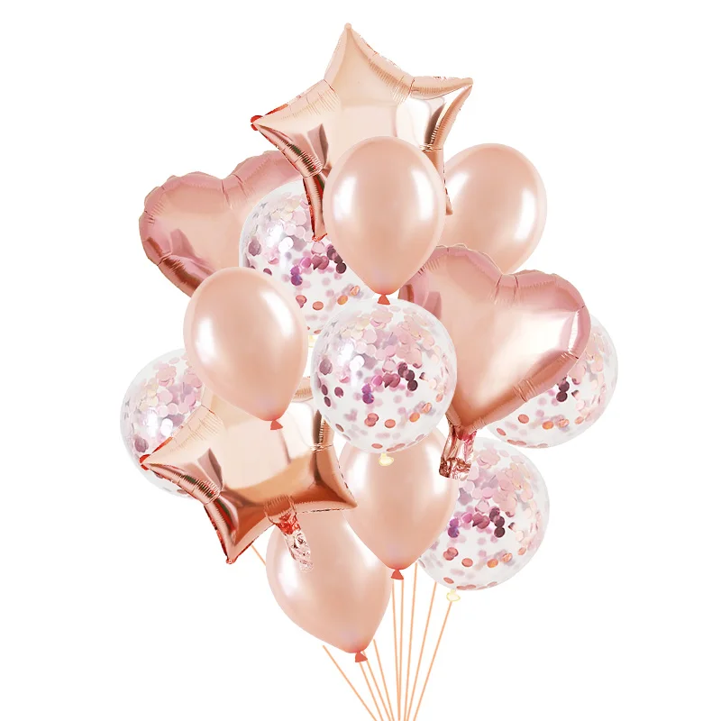 30X Rose Gold Foil Balloon Set Confetti Bouquet Wedding Birthday Party Decor AT 