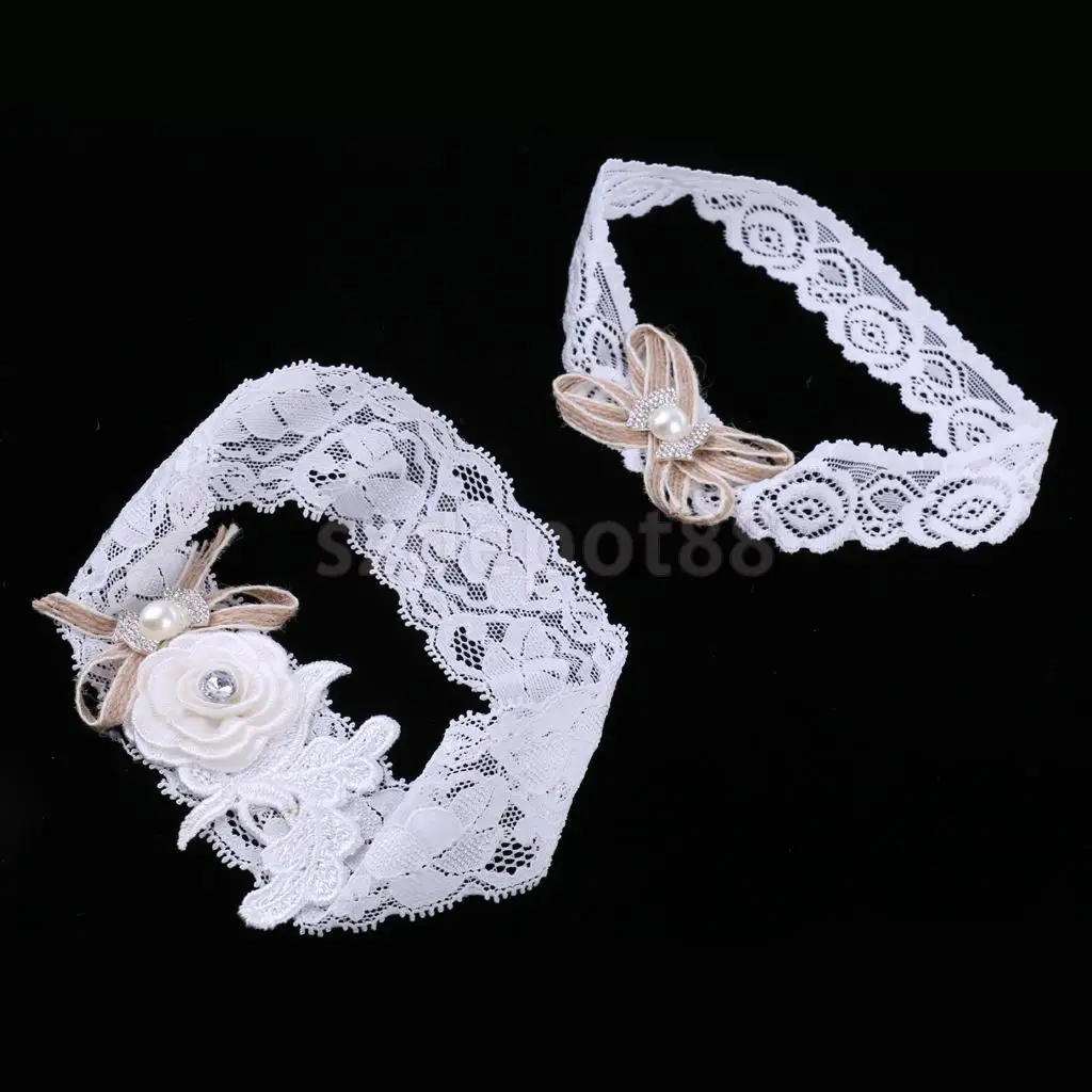 Wedding Bridal White Lace Garter Set Keepsake & Toss Party Accessories S/M/L/XL