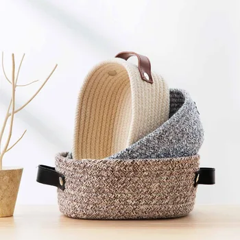 

OTHERHOUSE Desktop Storage Basket With Handle Stationery Toy Cosmetic Sundries Storage Basket Home Vintage Container Case Box