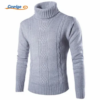 

Covrlge Sweater Men New Winter Men Solid Thick Knitted Turtleneck Man Sweaters Plus Size High Neck Pullover Warm Clothes MZM030