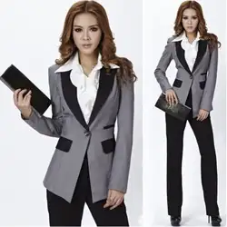 Серая куртка + черные брюки женские деловые офисные смокинги для работы новые костюмы