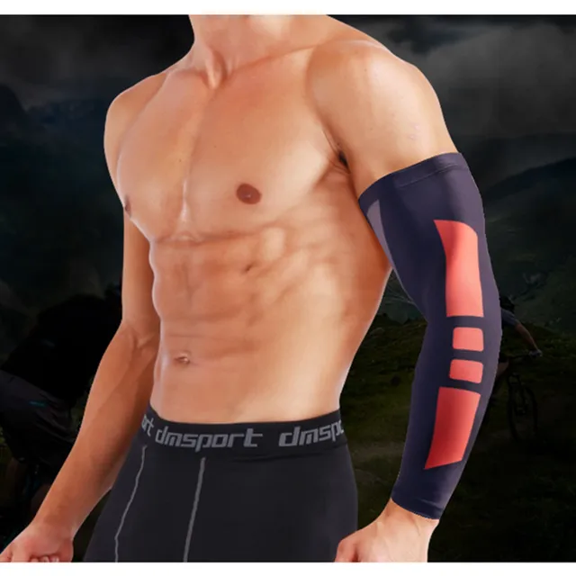 1pair Silicone non slip Sports arm sleeve Men Armguard Fitness long