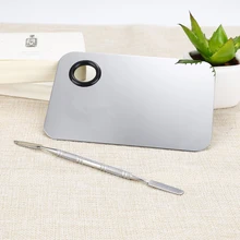 1 шт. прямоугольник из нержавеющей стали, косметический набор для макияжа, сделай сам, маникюрная Палитра для дизайна ногтей со шпателем, Цвет салона красоты для взбивания сливок