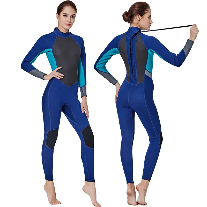 

SBART Women Long Sleeve Neoprene Wetsuit winter thick warm Back Zip Anti-UV Female One-piece Diving Suit Jumpsuit Snorkeling