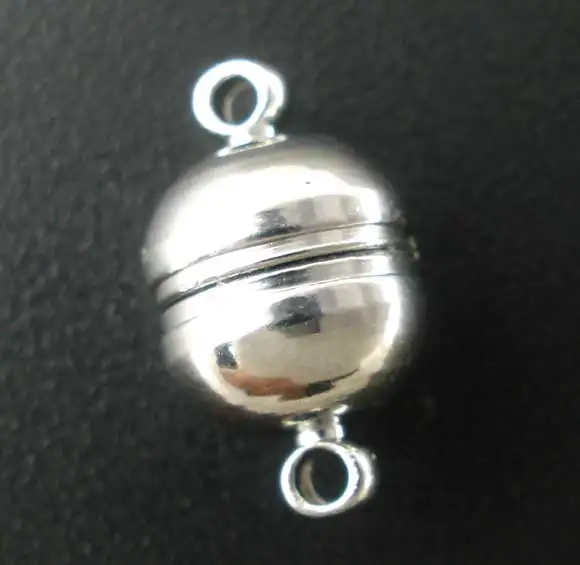 

Doreen Box 10Pairs Silver Tone Color Round Magnetic Clasps for Necklace 13x8mm (B02728)