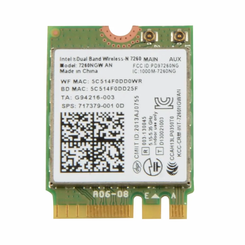 

Notebook Network Cards 7260NGW AN Dual Band Wireless-N 7260 + Bluetooth 4 ST8 NGFF Mini Wifi Card Network Cards VC892 T51