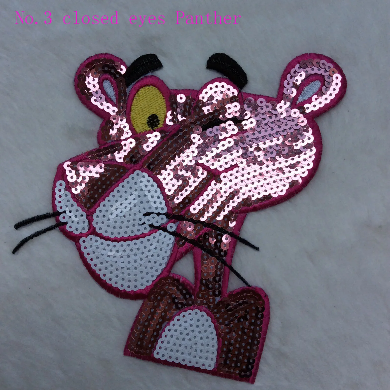 

Hotselling Korean closed eyes Panther Cartoon sticker,DIY sequin-embroidered beads,patches for clothing