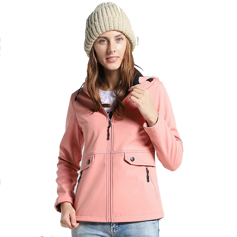 Aufdiazy, женские толстые куртки, Осень-зима, водонепроницаемые флисовые пальто, уличные, для кемпинга, альпинизма, Тепловые Пальто IW001 - Цвет: Women Pink