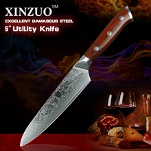 2017 xinzuo 5 zoll utiliy messer damaststahl küchenmesser mit palisander ausgezeichnete obst/schälmesser griff kostenloser versand
