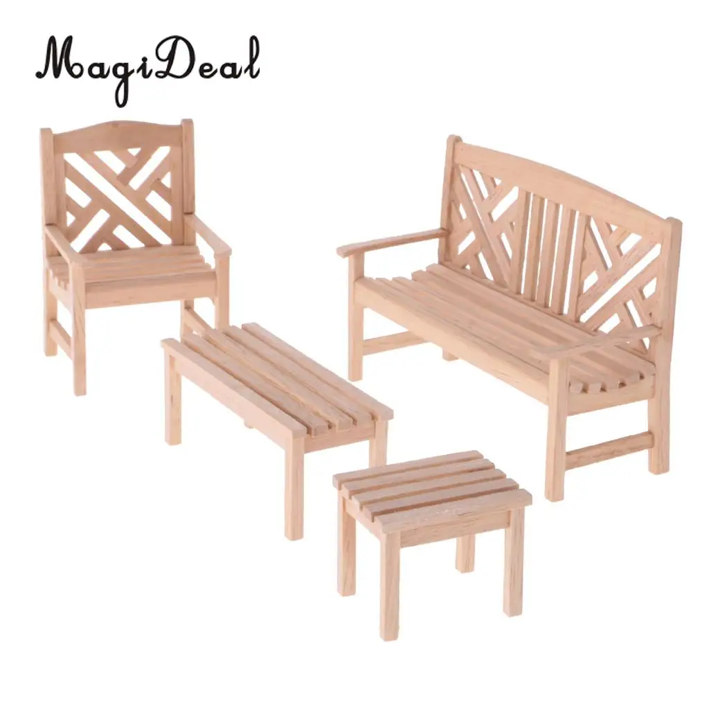 Magideal 1 مجموعة اليدوية 1:12 مصغرة دمية خشبية حديقة الأثاث لا الطلاء ل دمية نوم غرفة المعيشة الأطفال لعبة