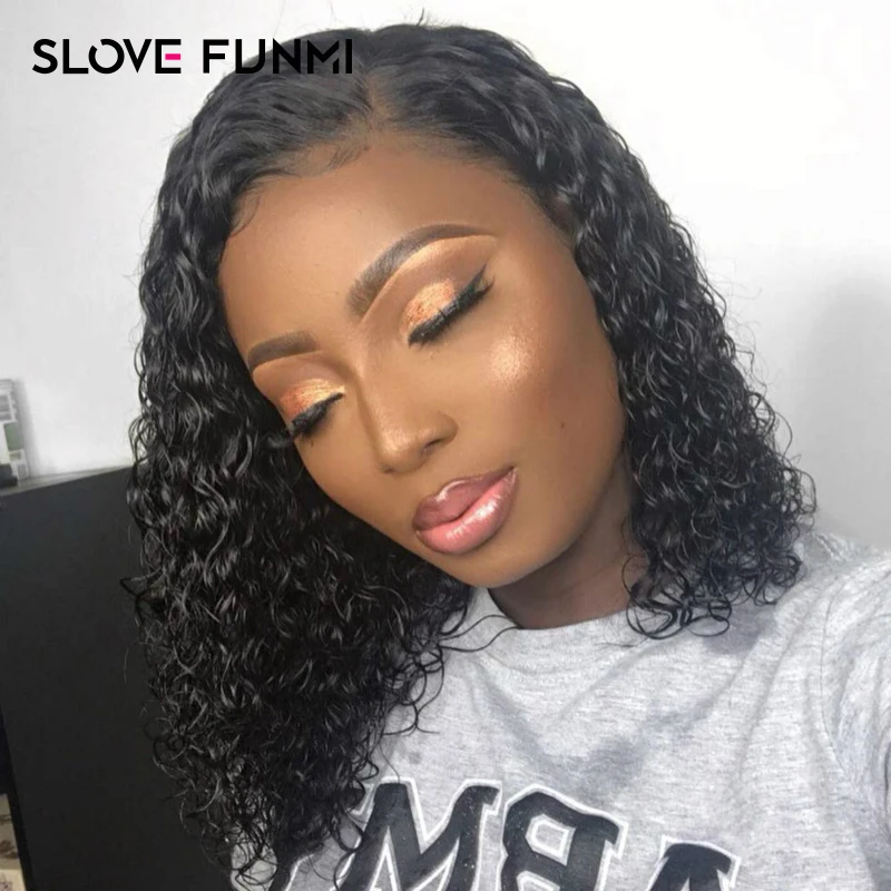 

Sassoon Bob Short Curly Bob Wig Remy 13*4 Lace Front Human Hair Wigs For Women Black Brazilian Pre Pluck with Bleached Knots