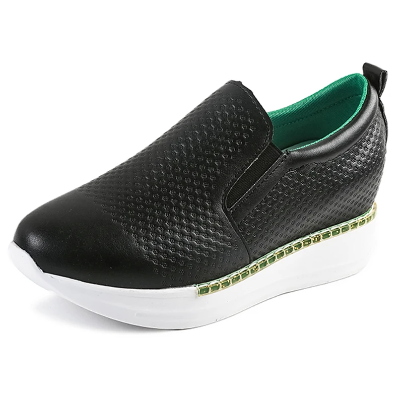 

Spring Autumn fashion women flats shoes solid black female platform shoes thick sole women loafers casual shoes increased 2.5cm