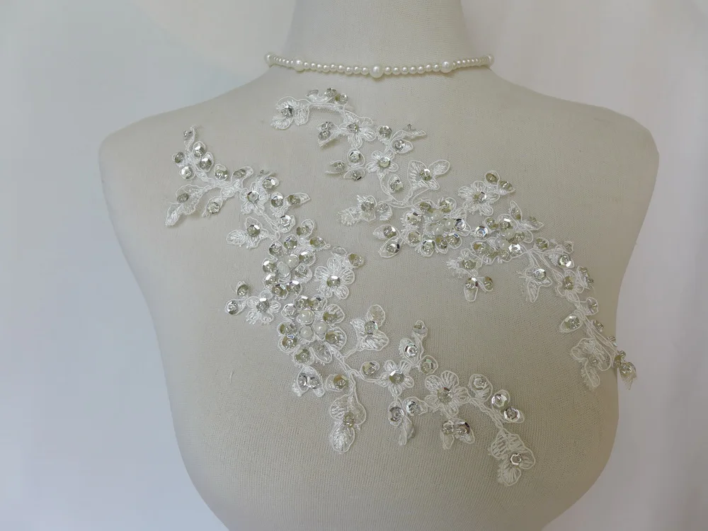 bridal lace applique ivory