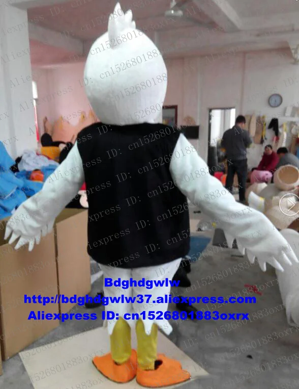 Черно белый талисман Pelican Seagull Sea Gull Egret Snow Goose костюм Взрослый мультяшный персонаж