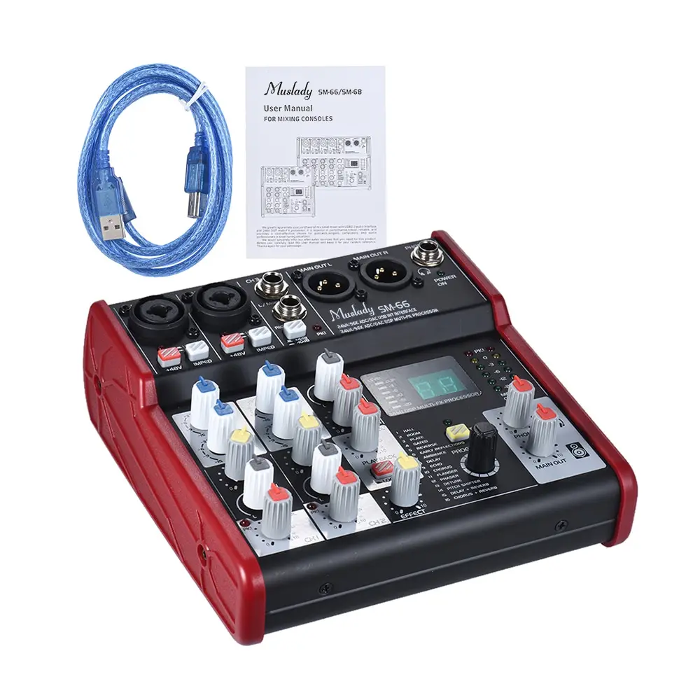 

SM-66 Portable 4-Channel Sound Card Mixing Console Mixer Built-in 16 Effects