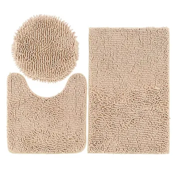 

1 Set Closestool Mat Square Round U Shape Chenille Anti-slip Mats for Bathroom can CSV