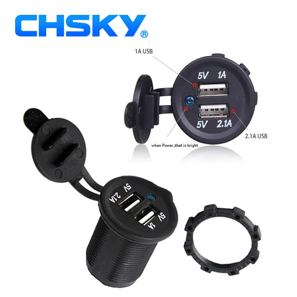 CHSKY 5V 3.1A Dual 2 USB Car Cigarettes Lighter Socket Splitter Charger Power Adapter Outlet for GPS iphone ipad Mobile Phone | Автомобили