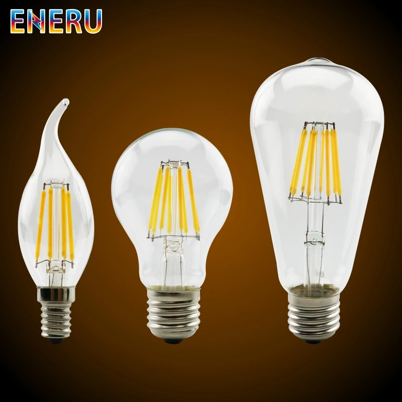 LED Filament Bulb E27 E14 Retro Edison Lamp 220V-240V Light Bulb C35 G45 A60 ST64 G80 G95 G125 Glass Bulb Vintage Candle Light