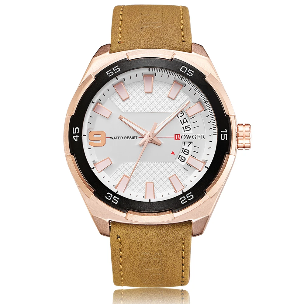 BOWGER Fashion Casual Brand Waterproof Quartz Watch Men Military Stainless Steel Sports Watches Man Clock Relogio Masculino (1)