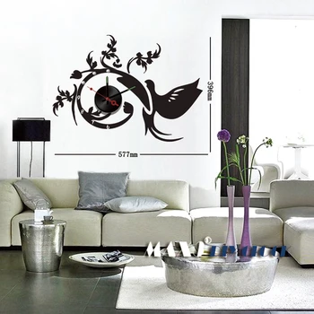 

1x Wholesale Large Frameless DIY Wall Clock Creative Bird Tree Sticker Vinyl Decal Room Decor 10D040 MAX3 Brand Room Decor