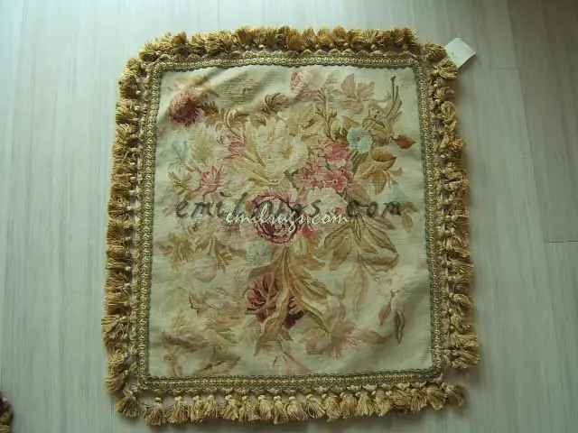 aubusson cushion cover wool and silk sofa chair flower floral rose antique vintage45CMX45CM 18\ aubusson cushion cover wool and silk sofa chair flower floral rose antique vintage45CMX45CM 18\
