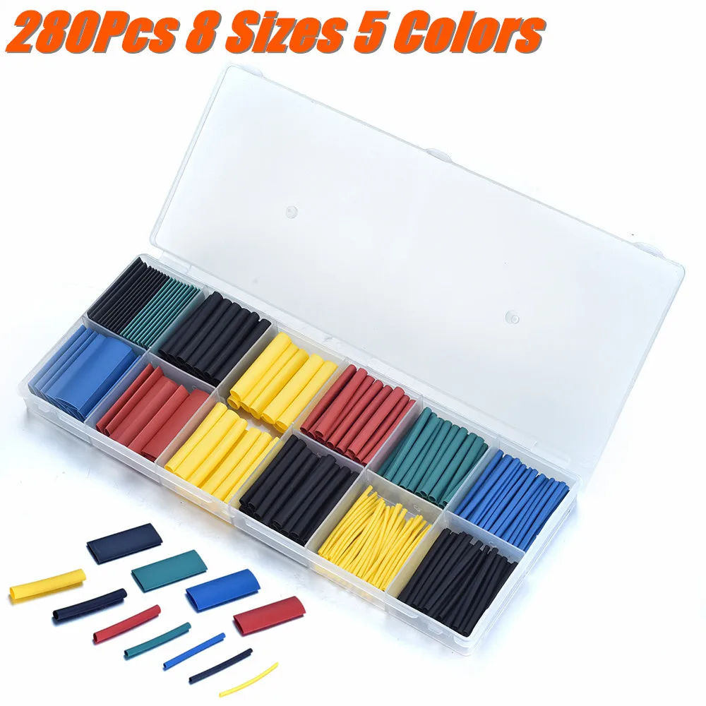 Термоусадочные трубки PE 2:1 8 размеров 5 цветов 280 шт.|heat shrink|tube carpe pe |