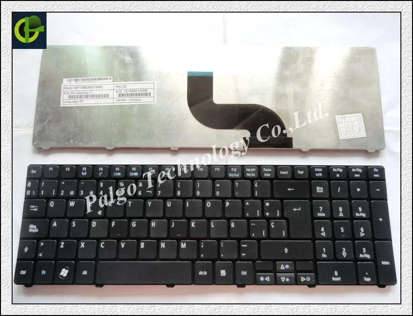 Испанская клавиатура для ноутбука ACER 9Z..N1H82.L0S 9J.N1H82.Q0S NSK-ALQ0S PK1309F2017 90.4CD07.S0S V104730BK1 КБ.