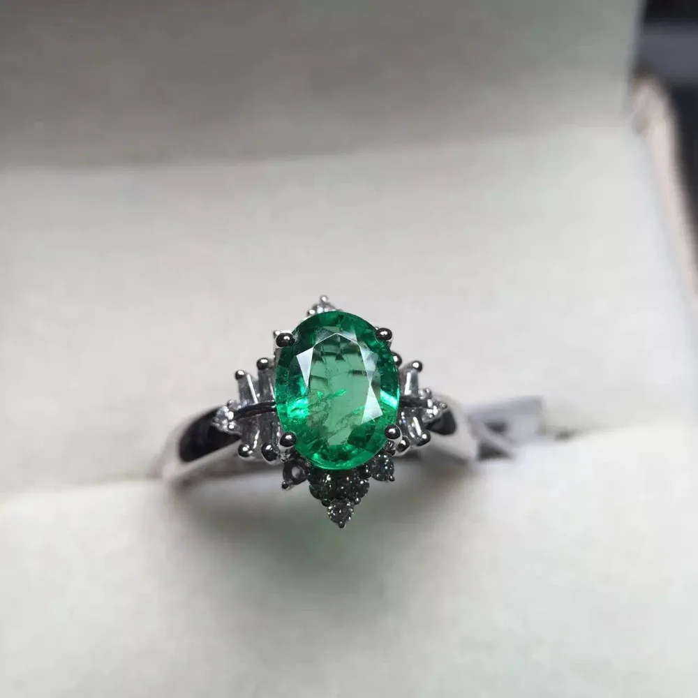 6*8mm 1.2ct gold 2.36g gold weight 3.68g fine jewelry perfect 18k gold perfect highest grade green emerald ring wedding ring