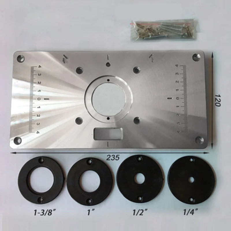 Алюминиевый фрезерный стол, вставная пластина и 4 кольца винтов для деревообработки скамейки комплект