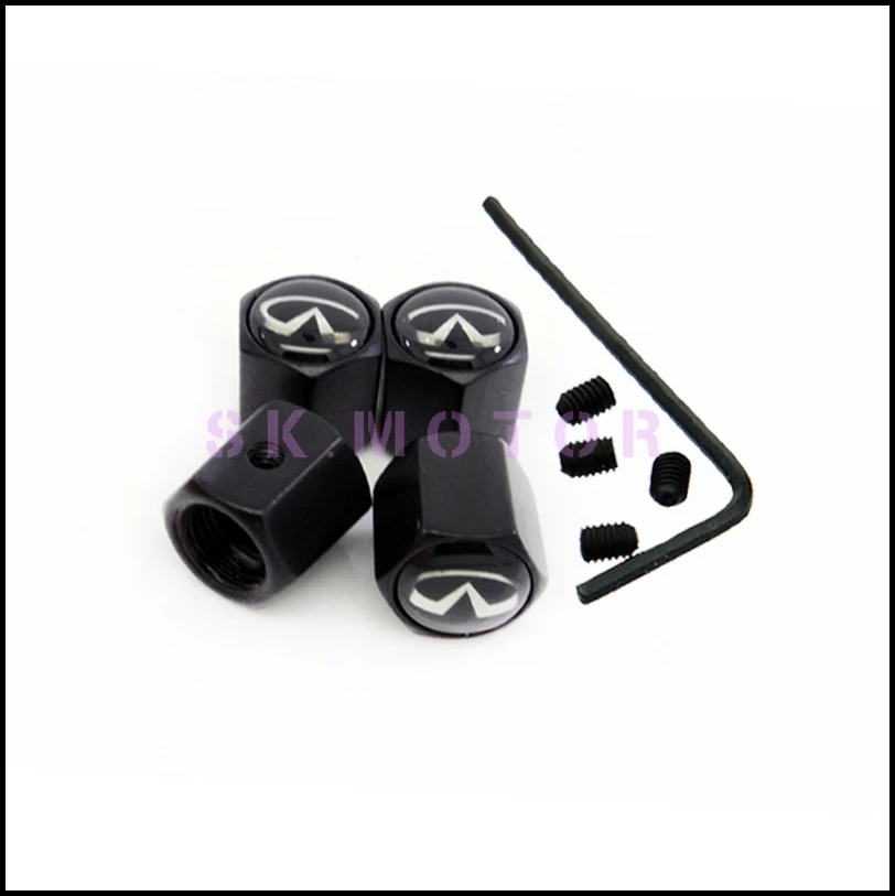 4PCS Infiniti Logo Black Metal Anti theft Style Car Wheel Tire Valves Tyre Stem Air Caps Airtight Cover for Q50 Q60 Q70 QX50 G25 |