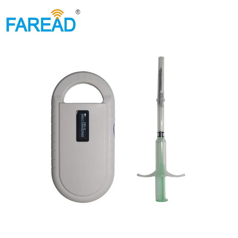

RFID animal x100pcs 2.12*12mm ISO Microchip for pets dog vets Injector + x1pc 134.2KHz chip reader for animals