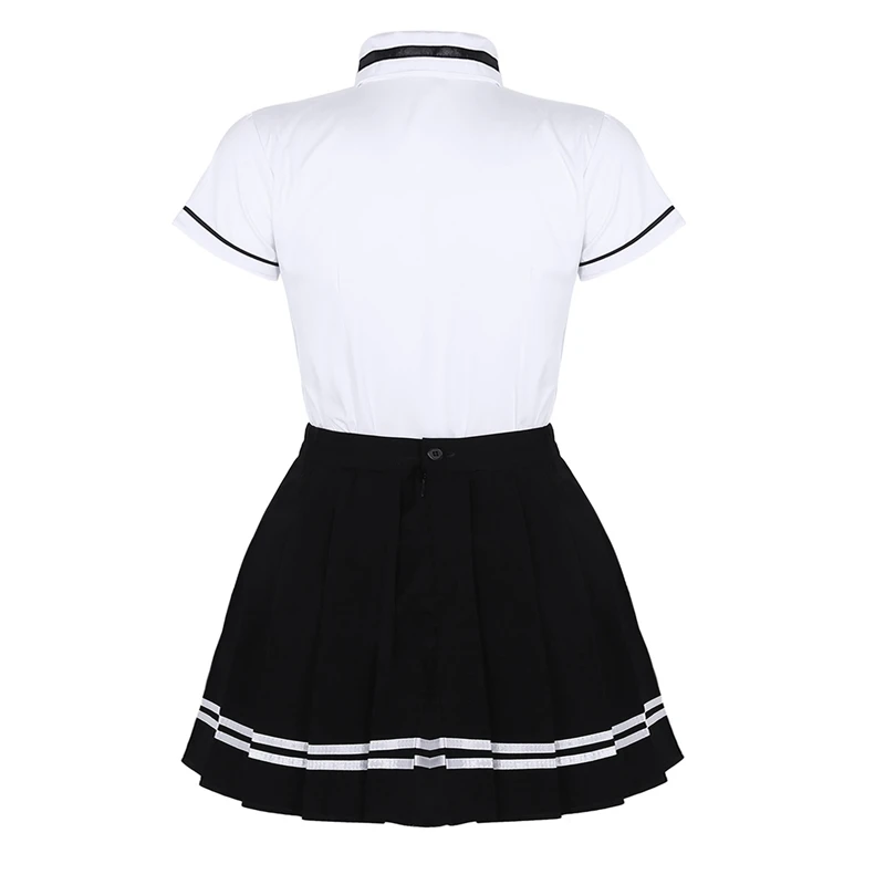 Корейская школьная форма, Белый Топ, черная юбка со значком и галстуком, для японской матроски, школьная форма, студенческий костюм для косплея