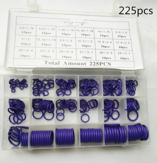 car accessories air conditioning compressor seal O-ring repair for Kia Soul Forte5 Cadenza Telluride Pro Venga - Название цвета: Purple-225pcs