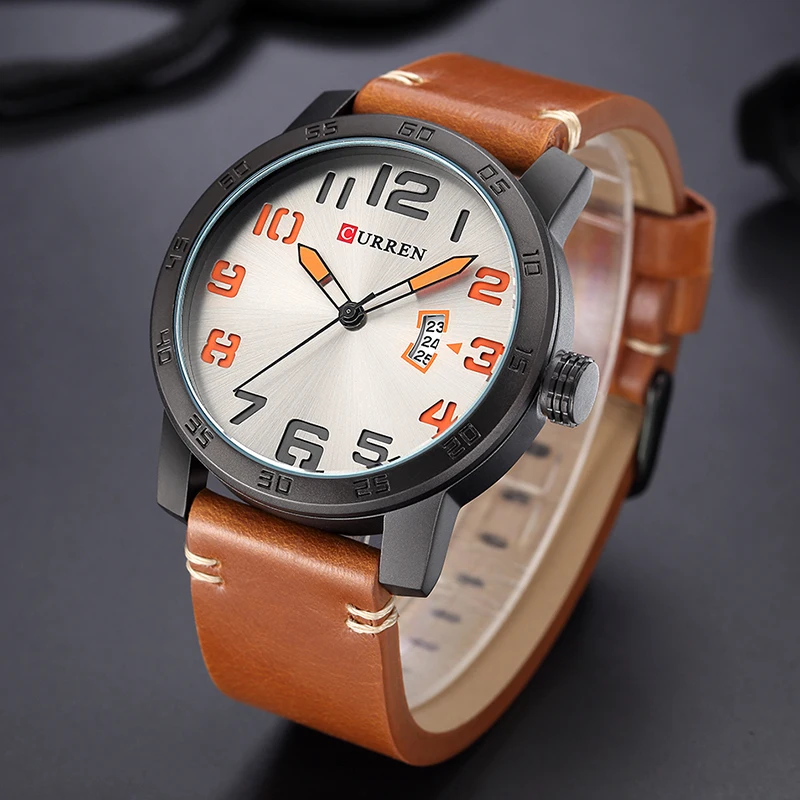 

CURREN Date Men Watch Top Luxury Brand Sport Military Business Casual Male Clock Leather Band Wrist Quartz Mens Watches Hot 8254
