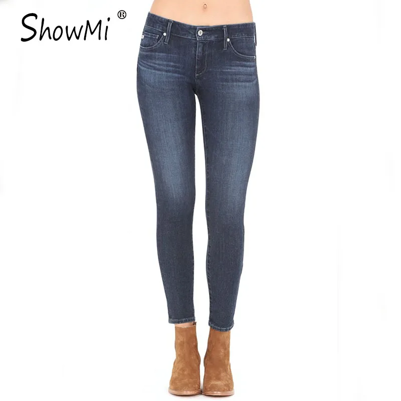 

ShowMi Winter Skinny Women Jeans Lady Pecil Pants Denim Trousers High Elastic Long Jeans Dark Blue Plus Size Women Stretch Jeans