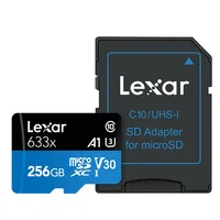 כרטיס sd Lexar 95MB / s כרטיס מיקרו SD 633x 256GB המכונית כרטיסי microSD SDHC מחלקה 10 מתאם כרטיס זיכרון TF פלאש עבור מתג GoPro / DJI / נינטנדו (5)