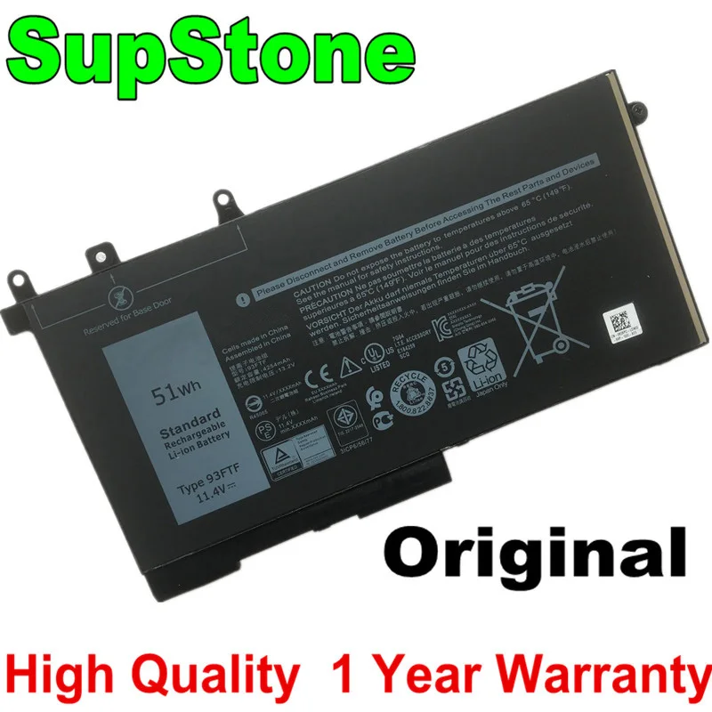 SupStone 51WH подлинный новый оригинальный 93FTF Аккумулятор для ноутбука Dell Latitude 5280 5480