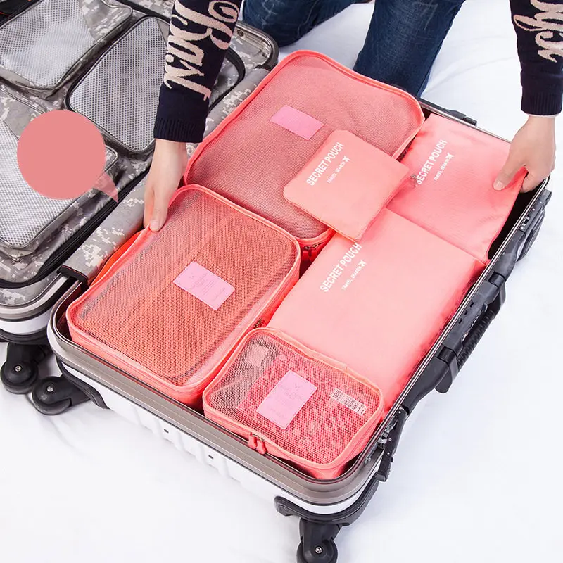 6 шт./компл. брендовая дорожная сумка для хранения для одежды опрятный Органайзер Чехол чемодан домашний Гардероб Делитель Контейнер - Цвет: Watermelon red