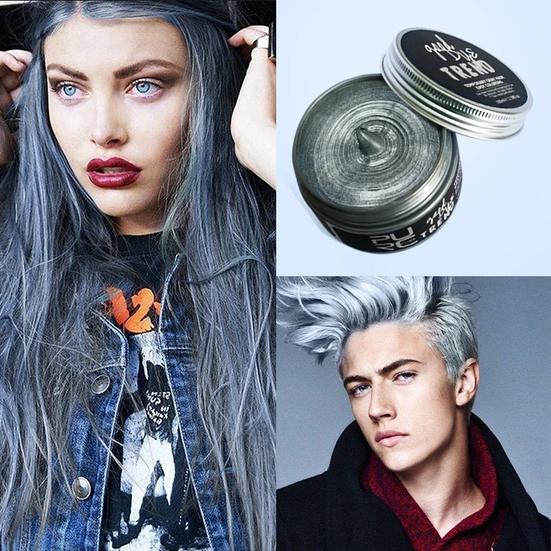 

PURC Instant Hair Colour Pomades Waxes Gray Red Silver Ash Wax Hair Color Wax Mud Disposable Modelling Dye Cream Easy Washable